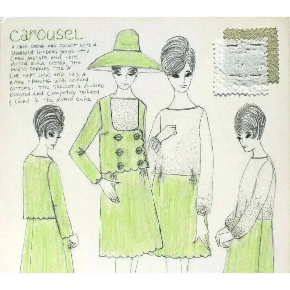Vtg 1963 Retro MCM Fashion Designer Presentation (Mood) Sketch Board (22 of 40)
